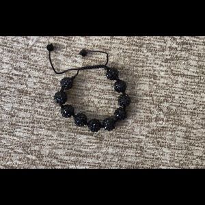 Costume Black Crystal Colored Spheres on Adjustable Cord Bracelet
